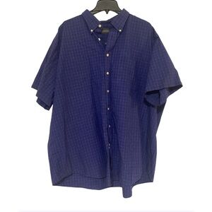 Alexander LLoyd Button Up Shirt Men’s Blue White Checker Short Sleeve - Size 19